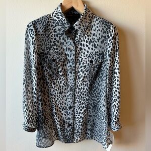 Nina McLemore Leopard Print Button-Up Blouse